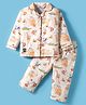 Enfance Core Full Sleeves Animals Printed Coordinating Night Suit Set - Peach