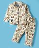 Enfance Core Full Sleeves Bunny & Bear Printed Coordinating Night Suit Set - Brown