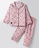 Enfance Core Full Sleeves Teddy Bear Printed Coordinating Night Suit Set - Pink