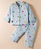 Enfance Core Full Sleeves Animals Printed Coordinating Night Suit Set - Light Blue