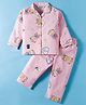 Enfance Core Full Sleeves Sailor Teddy Bear Printed Night Suit Set - Pink