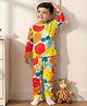 Babyhug Cotton Knit Full Sleeves T-Shirt & Pyjama Co-ord Night Suit With Fruit Print - Multicolor