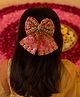 Little Tresses Sequins Embellished Threadwork & Bow Applique Detailed Alligator Hair Clip - Red