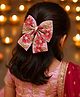 Little Tresses Floral Embroidered Threadwork & Bow Applique Detailed Alligator Hair Clip - Light Pink