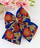 Little Tresses Floral Embroidered Bow Applique Detailed Alligator Hair Clip - Dark Blue