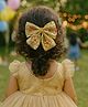 Little Tresses Floral Embroidered Bow Applique Detailed Alligator Hair Clip - Golden