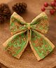 Little Tresses Floral Threadwork & Bow Applique Detailed Alligator Hair Clip - Green & Golden