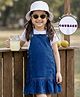 OLLINGTON ST. Cotton Half Sleeves Inner Top & Stretchable Denim Pinafore  - White & Blue