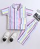 The Magic Wand Cotton Woven Half Sleeves Striped Coordinating Night Suit Set - Multi Colour