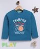 blushh berry Cotton Knit Full Sleeves Champion 22 Text Printed Light Winterwear Sweatshirt - Sea Green