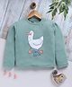 blushh berry Cotton Knit Full Sleeves Cool Duck Printed Light Winter Sweatshirt - Green