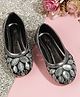 SHOES FOR JUNIORS Sequins Embellished Threadwork Detailed Ballerinas - Gunmetal