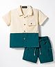 Robo Fry Cotton Woven Half Sleeves Solid Shirt & Shorts Set - Multicolor