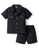 Robo Fry Cotton Woven Half Sleeves Co-ords Solid Color Party Shirt & Shorts Set - Black