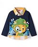 Babyhug Cotton Knit Full Sleeves Overlapped T-Shirt with Tiger Graphic - Navy Blue