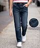 Kookie Kids Full Length Comfort Fit Solid Color Denim Jeans with Button - Navy Blue