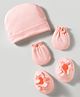 Ben Benny Interlock Knit Solid Colour Solid Colour Cap Mittens & Booties Pink - Diameter 9 cm