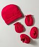 Ben Benny Interlock Knit Solid Color Cap Mitten & Booties Set Red - Diameter 9 cm