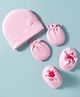 Ben Benny Interlock Knit Solid Colour Solid Colour Cap Mittens & Booties Pink - Diameter 9 cm