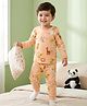 Babyhug Cotton Knit Full Sleeves Jungle Theme Printed Co-Ords T-Shirt & Pyjama Night Suit - Tan