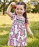 Babyhug Disney Single Jersey Knit Half Sleeves Frock With Minnie Moue & Friends Print - White