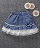 Mark & Mia Knee Length Solid Colour Skirt with Bow Applique & Lace Detailing - Blue
