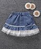 Mark & Mia Knee Length Skirt with Lace Detailing & Bow Applique - Blue