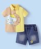 Mark & Mia Cotton Half Sleeves Elephant Printed Shirt & Shorts Set - Yellow