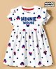 Babyhug Disney Single Jersey Knit Half Sleeves Frock With Minnie Mouse & Friends Print - White