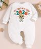 KNITROOT Cotton Knit New Year Theme Full Sleeves My First New Year 2026 Text Printed Romper - White