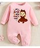 KNITROOT Cotton Knit New Year Theme Full Sleeves My First New Years Eve Text Printed Romper - Pink