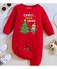 KNITROOT Cotton Knit Christmas Theme Full Sleeves Santas Little Helper Text Printed Romper - Red