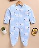 TOONYPORT Cotton Knit Full Sleeves Polar Bear Printed Romper - Blue