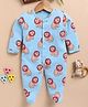 TOONYPORT Cotton Knit Full Sleeves Lion Printed Romper - Blue