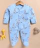 TOONYPORT Cotton Knit Full Sleeves Giraffe Printed Romper - Blue
