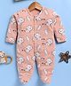 TOONYPORT Cotton Knit Full Sleeves Lion & Cub Printed Romper - Peach