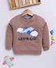 TOONYPORT Cotton Blend Knit Full Sleeves Airplane Printed Sweatshirt - Brown