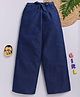 TOONYPORT Denim Woven Solid Palazzo - Navy