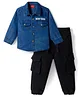 Babyhug Denim Woven Full Sleeves Shirt & Jeans Set with New York Print - Blue