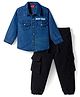 Babyhug Denim Woven Full Sleeves Shirt & Jeans Set with New York Print - Blue