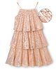 Hola Bonita Knit Sleeveless Tiered Party Dress With Sequin Detaling - Golden