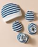 Ben Benny Interlock Knit Striped Cap Mitten & Booties Set Navy Blue & White - Diameter 10 cm