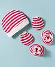 Ben Benny Interlock Knit Striped Cap Mitten & Booties Set Red & White - Diameter 10 cm