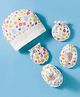 Ben Benny Interlock Knit Cap Mitten & Booties Set with Floral Print White - Diameter 11 cm