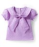Babyoye Cotton Woven Half Puffed Sleeves Solid Colour Top - Lilac