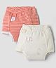 Ben Benny Interlock Knit Mid Thigh Striped & Bunny Printed Trainers Padded Pants Pack of 2 - White & Coral