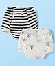 Ben Benny Interlock Knit Mid Thigh Striped & Boat Printed Trainers Padded Pants Pack of 2 - Black & White