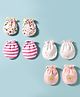 Ben Benny Interlock Knit Mittens with Solid, Striped & Floral Print Pack of 4 - Pink & White