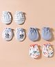 Ben Benny Interlock Knit Solid, Koala & Toys Print Mittens Pack of 4- Light Blue & White