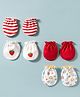 Ben Benny Interlock Knit Solid, Striped & Balloone Print Mittens Pack of 4- Red & White